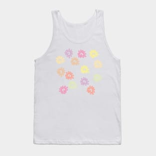 Pastel Daisy Flowers Smiley Face Tank Top